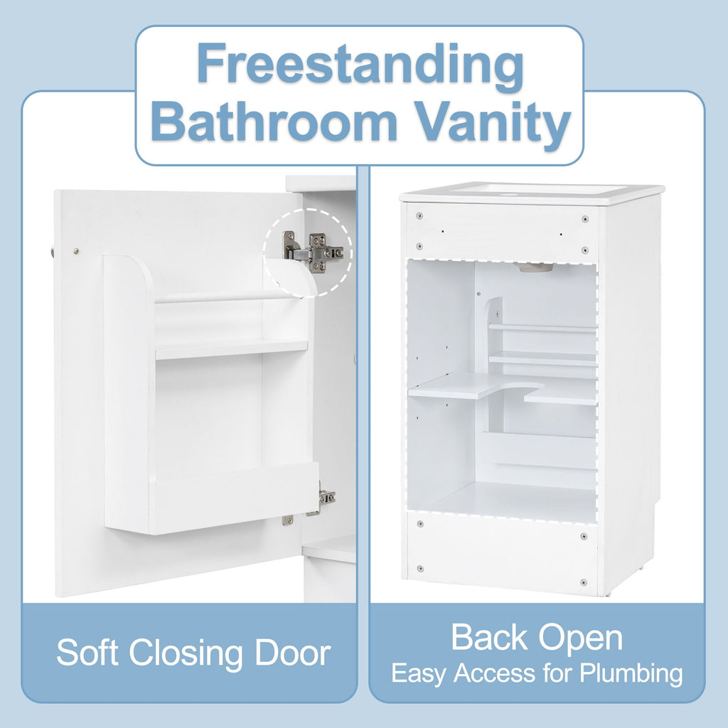 Bathroom Vanity with Sink and Adjustable Shelf - Multiple Colors