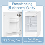 Bathroom Vanity with Sink and Adjustable Shelf - Multiple Colors