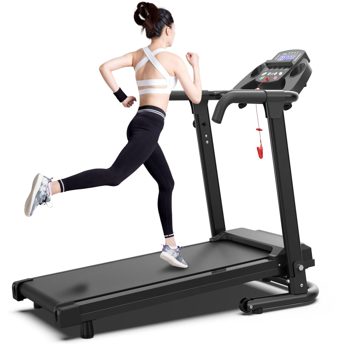 2.5Hp Portable Treadmill with Handles, App Control & LED Display - Black