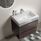 Alice Wall-Mounted Bathroom Vanity with Integrated Sink - Black or White