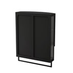 Arched Glass Double Door Wardrobe with Shatterproof Mirror - Black or White