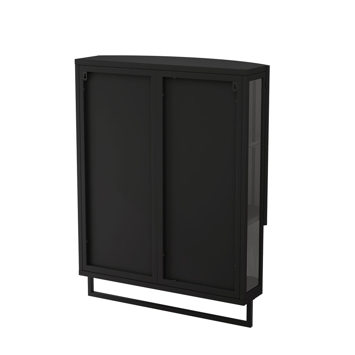 Arched Glass Double Door Wardrobe with Shatterproof Mirror - Black or White