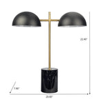 Hydro Table Lamp with Double Lamp and Marble Base - Black / Gold / Marble