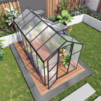 Windproof Greenhouse with Raised Base - Polycarbonate Panels - Black