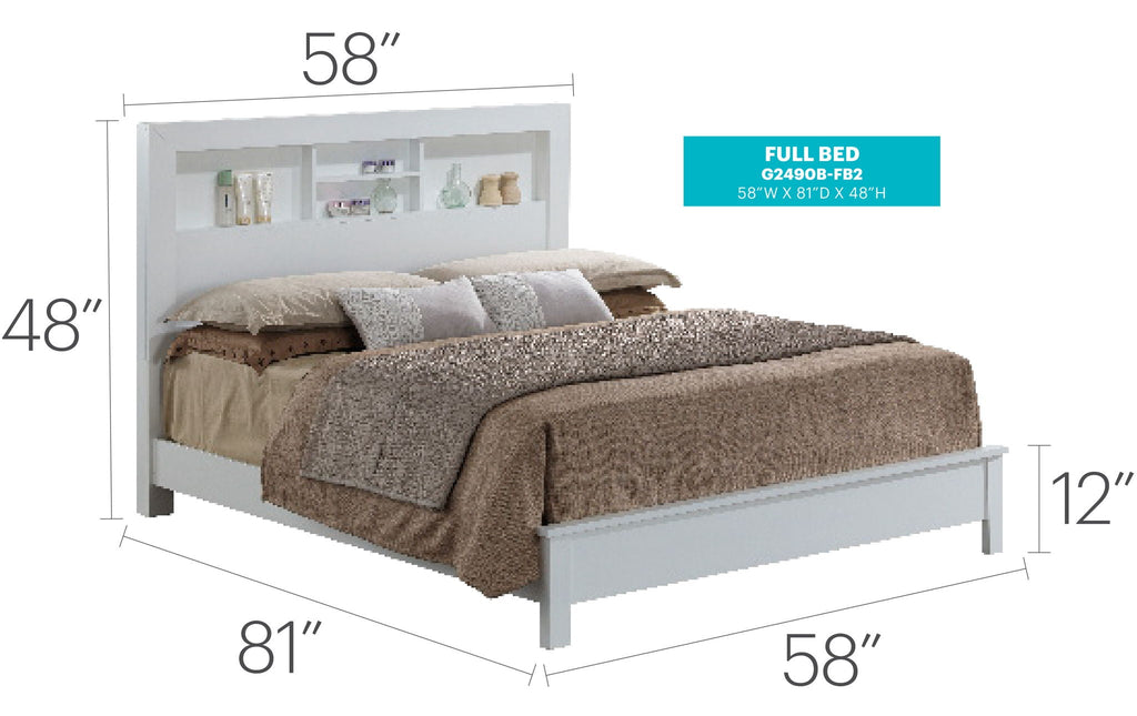 Transitional Storage Bed with Headboard Shelving - Multiple Colors
