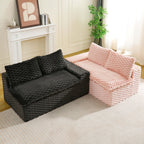Multifunctional 4-Seater Stationary Sofa with Adjustable Layout - Pink & Black