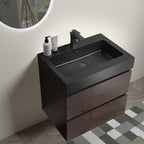 Alice Wall-Mounted Bathroom Vanity with Integrated Sink - Black or White