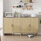 Buffet Cabinet with Adjustable Shelves and Rattan Doors - Light or Dark Brown