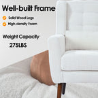 Modern Upholstered Arm Chair with Solid Wood Legs and Pillow - Multiple Colors
