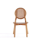Rattan Cane Backrest Dining Chair Set with Solid Wood Frame - Black or Light Brown