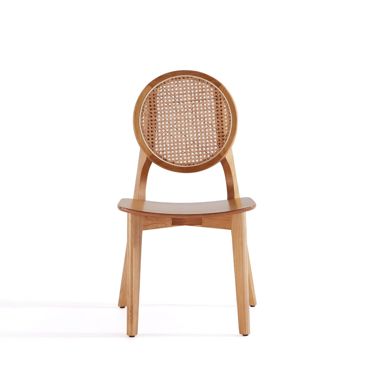 Rattan Cane Backrest Dining Chair Set with Solid Wood Frame - Black or Light Brown