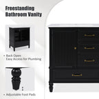 30" Bathroom Vanity with Sink and Soft-Close Drawers - White or Black