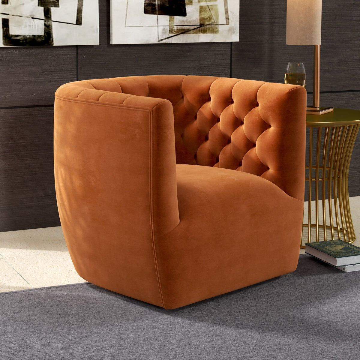 Ergonomic Design Swivel Chair with Tufted Accent - Multiple Colors