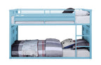 Metal Twin Over Twin Bunk Bed with Safety Guardrail - Light Blue or Red