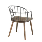 Farmhouse Office Chair with Spindle-Back Design - Dark Brown