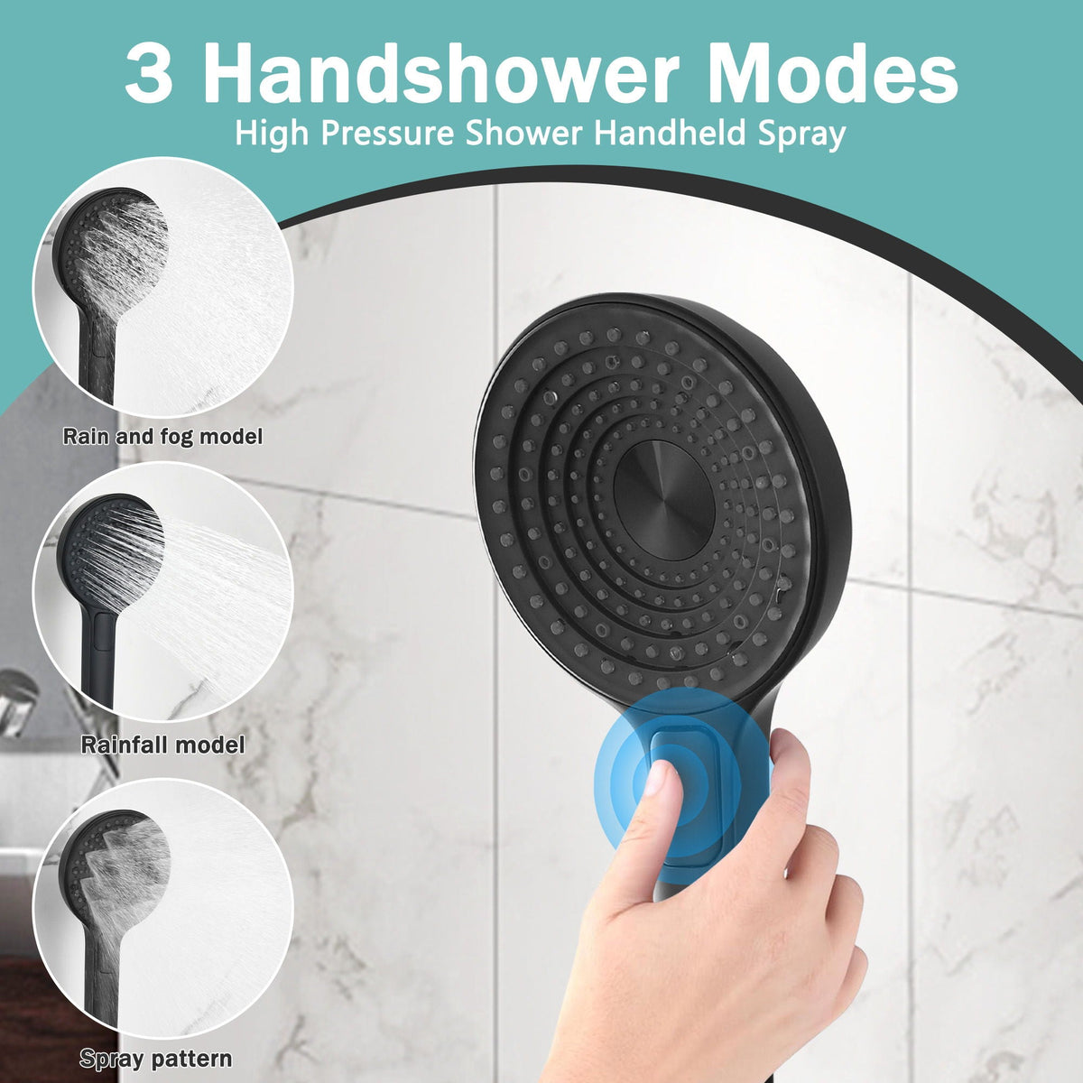 Matte Black Concealed Shower System with Dual Control Valve - Matte Black