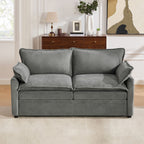 Modern Loveseat Sofa with Side Storage Pockets - Green, Beige, or Dark Gray
