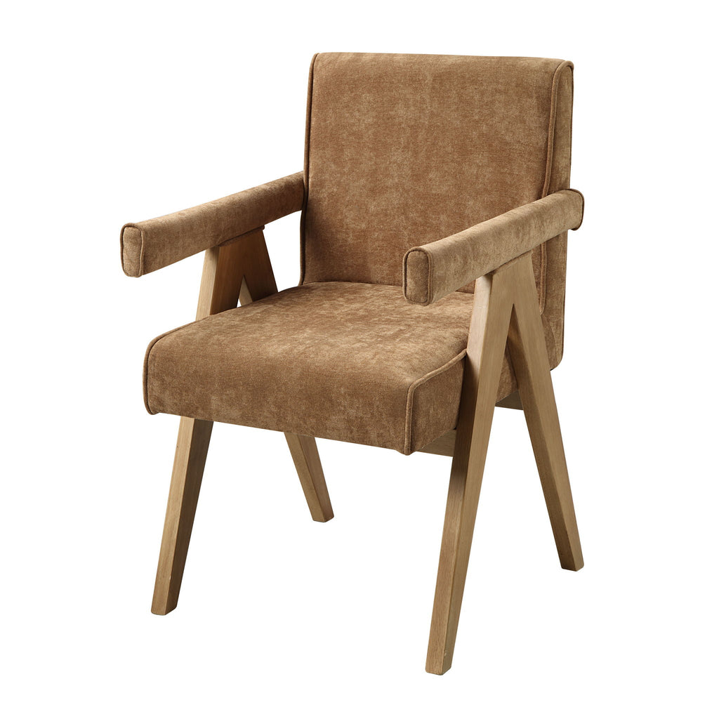 Zoey Arm Chair Set with Chenille Upholstery - Chocolate
