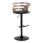 Mid-Century Modern Adjustable Barstool Set with Swivel and Rounded T Footrest - Beige or Black