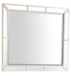 Elegant Contemporary Mirror with Framed Accents – Pearl Silver or White