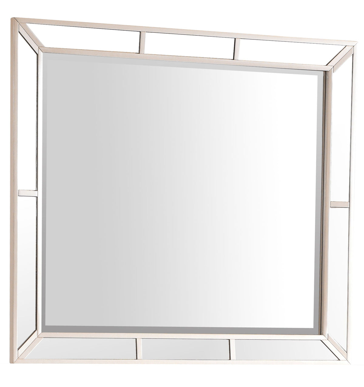 Elegant Contemporary Mirror with Framed Accents – Pearl Silver or White