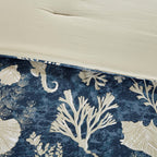 Cotton Sateen Comforter Set with Coastal Motif - Blue