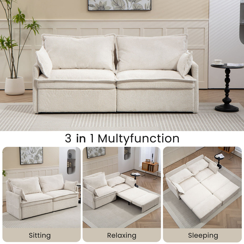 Convertible Sleeper Sofa Bed with Storage and USB/C Charging - Fabric