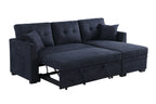 Sectional Sofa Bed with USB Port and Storage - Black or Dark Gray