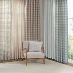 Plaid Rod Pocket Curtain Panel with Fleece Lining - Natural 50x95