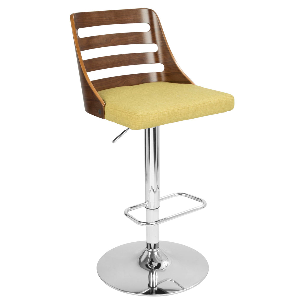 Mid-Century Modern Adjustable Barstool with Swivel - Green