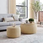 Round Storage Ottoman with 2 in 1 Function - Multiple Colors