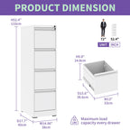 Steel Vertical File Cabinet with Lock – Multiple Sizes - Black or White