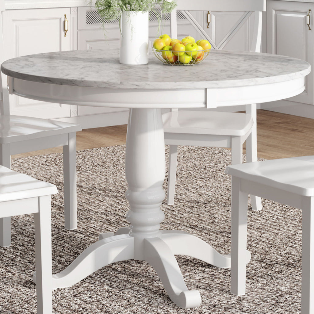 5-Piece Solid Wood Dining Set — White or Dark Gray