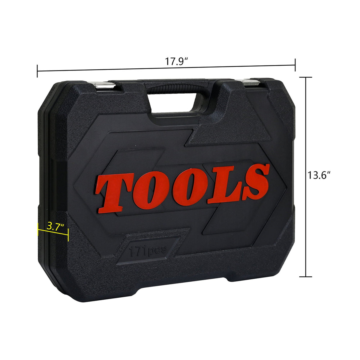 Socket and Ratchet Tool Set with Locking Toolbox - Black