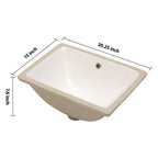 European Style Ceramic Rectangular Undermount Bathroom Sink with Overflow - White