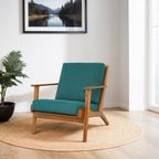 Modern Genuine Lounge Chair with Mid-Century Design - Light Blue
