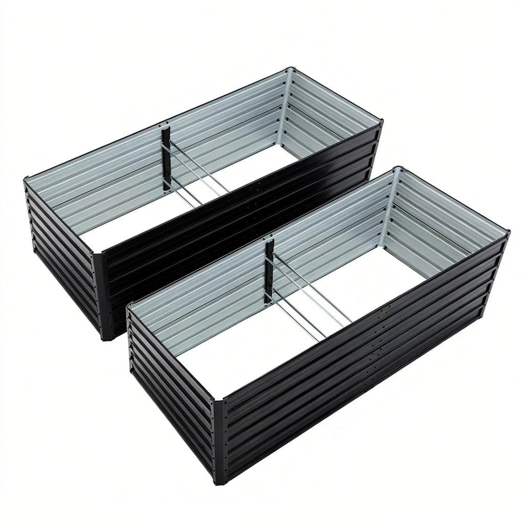 Metal Raised Garden Bed Kit with Galvanized Steel Construction - Black