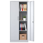 Heavy Metal Garage Storage Cabinet with Locking Doors - Black or White
