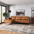 Light Brown L-Shaped Sectional Sofa with Solid Eucalyptus Wood Frame