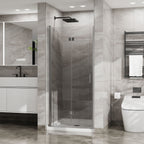 Frameless Glass Shower Door Bifold with Zinc Alloy Handle - Pearl Silver or Black