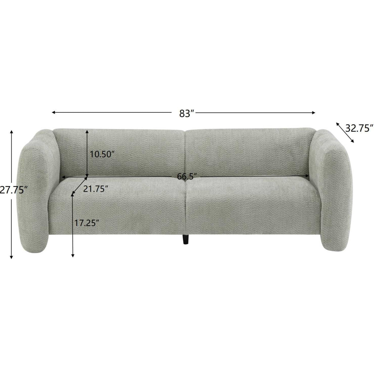 Boucle 3-Seater Sofa with Wave Design - 83"