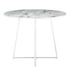 Contemporary Glam Dining Table with Round Marble Top - Pearl Silver, Gold, or Black