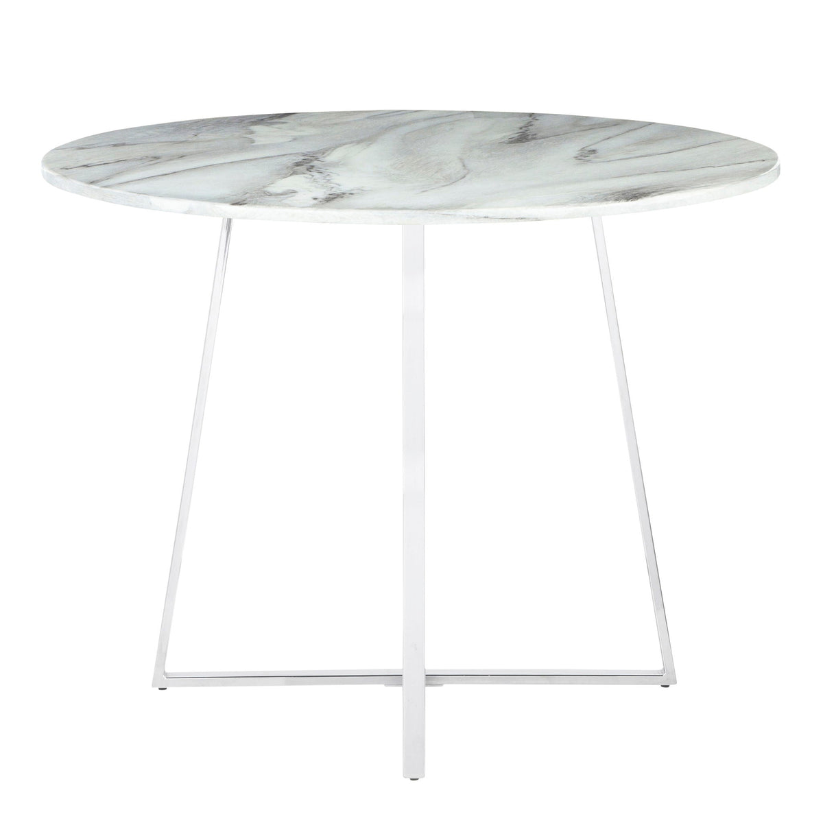 Contemporary Glam Dining Table with Round Marble Top - Pearl Silver, Gold, or Black