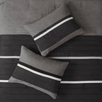 7 Piece Faux Suede Comforter Set - Black - King