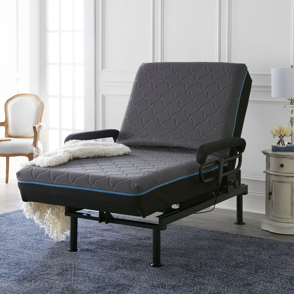 Adjustable Sleep To Stand Bed with Lift Assist and Memory Foam Mattress - Dark Gray