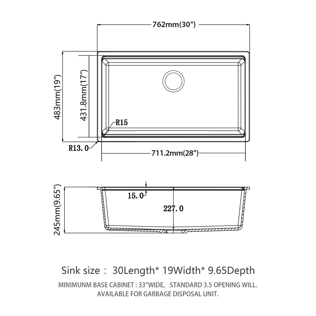 Granite Composite Workstation Undermount Kitchen Sink - Black or White