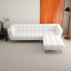 L Shape Sectional Sofa Tufted with Mid-Century Modern Design - Dark Gray or Beige