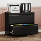 Black Lateral File Cabinet with Heavy Duty Locking Drawers