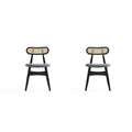 Dining Chair Set with Cane Backrest - Black or Light Brown