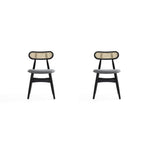 Dining Chair Set with Cane Backrest - Black or Light Brown